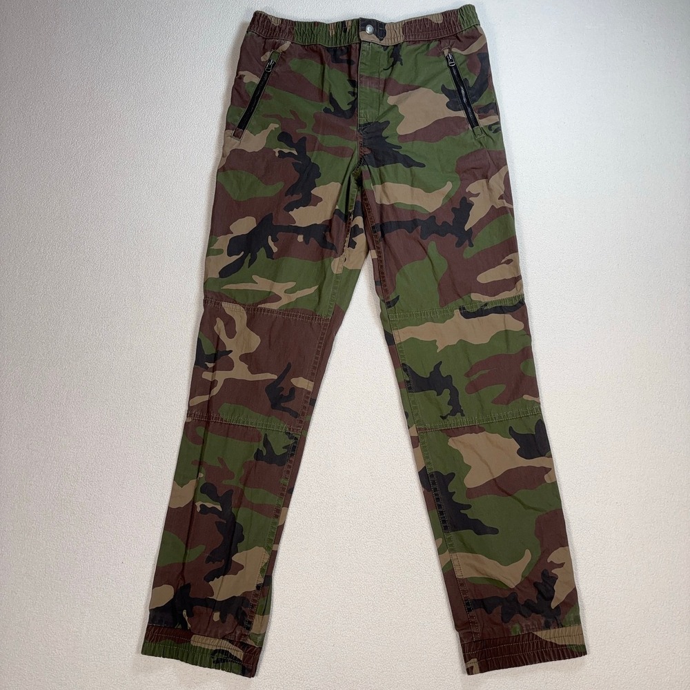 Polo Ralph Lauren Camo Pants Kids L 14-16 Green Straight Cotton Zip Pockets Pony